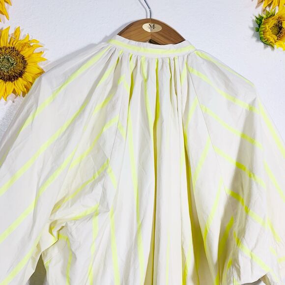 Pomander Place | Yellow and Creme Stripe Pia Oversized Swim Coverup Size Medium - Picture 11 of 16